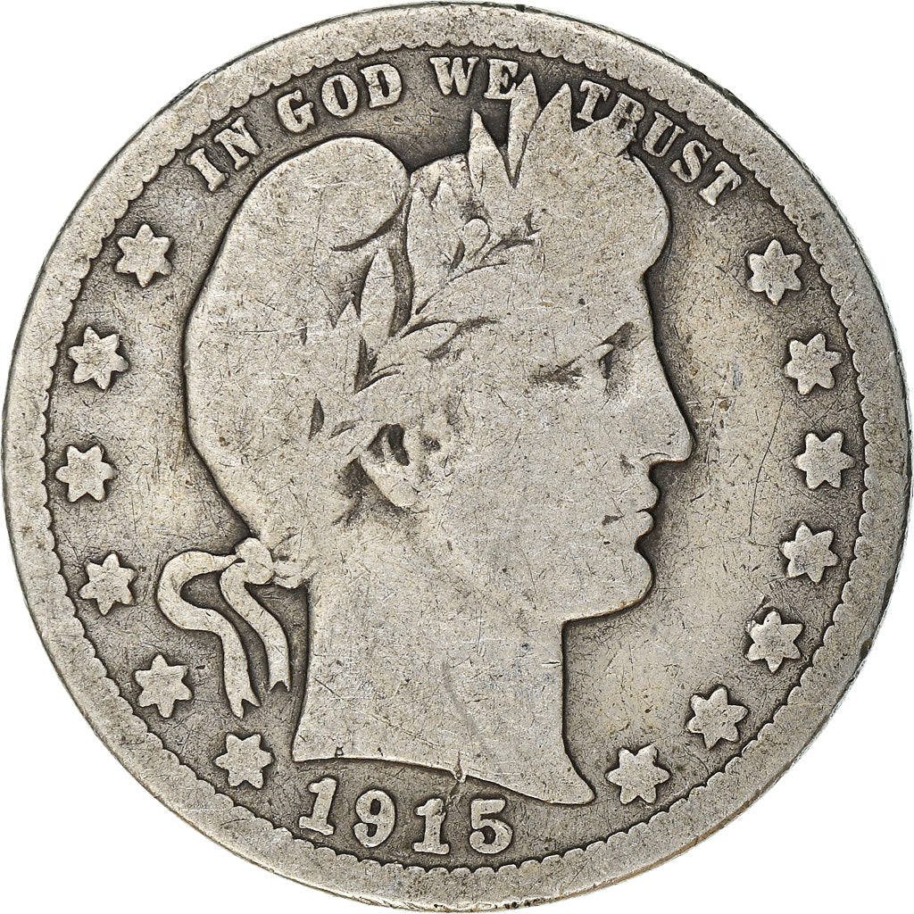 Moneda, Estados Unidos, Barber Quarter, Quarter, 1915, U.S. Mint, Denver, BC+