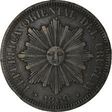 Moneda, Uruguay, 4 Centesimos, 1869, Uruguay Mint, Birmingham, MBC, Bronce