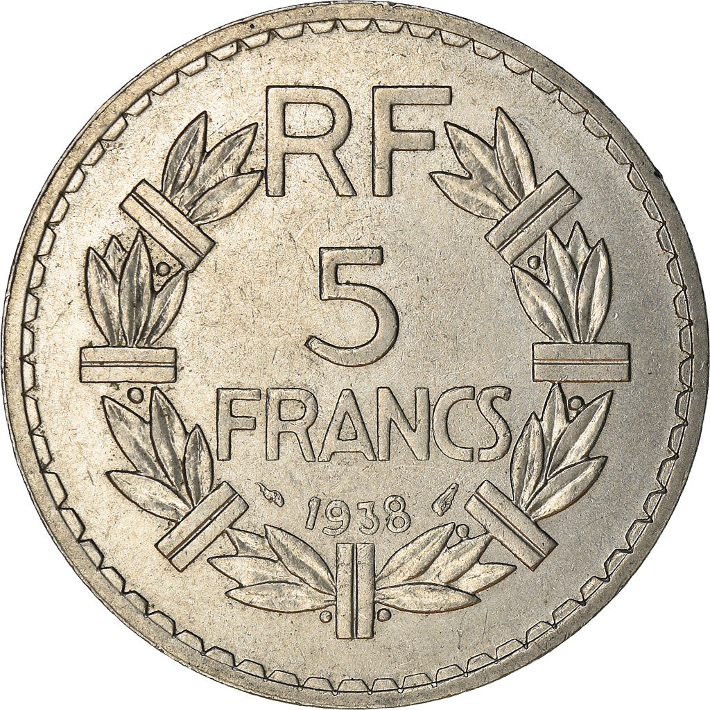Moneta, Francja, Lavrillier, 5 Francs, 1938, Paris, AU(50-53), Nikiel, KM:888