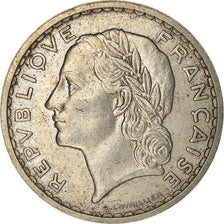 Moneda, Francia, Lavrillier, 5 Francs, 1937, Paris, MBC, Níquel, KM:888