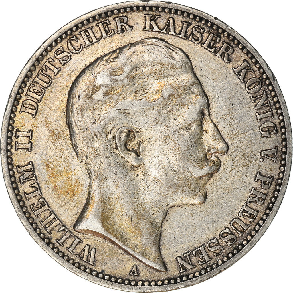 Moneta, Stati tedeschi, PRUSSIA, Wilhelm II, 3 Mark, 1909, Berlin, BB, Argento