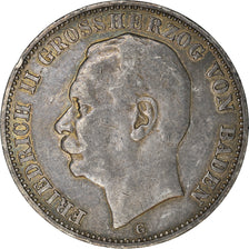 Coin, German States, BADEN, Friedrich II, 3 Mark, 1910, Stuttgart, EF(40-45)