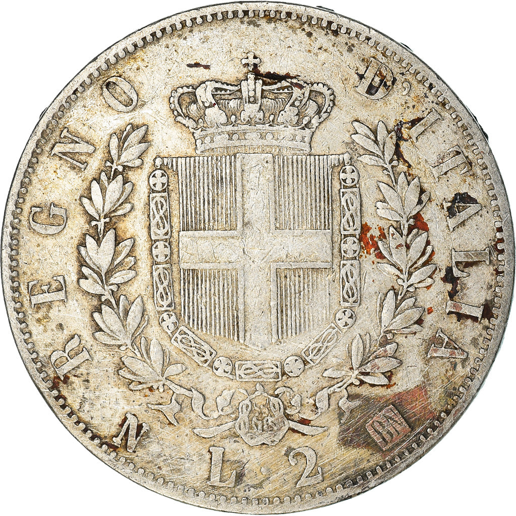 Coin, Italy, Vittorio Emanuele II, 2 Lire, 1863, Naples, VF(20-25), Silver