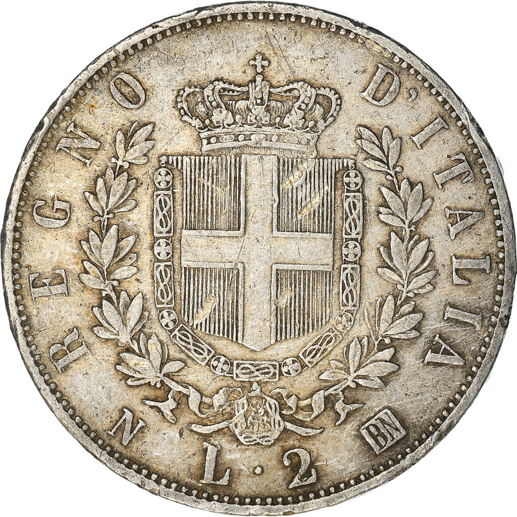 Coin, Italy, Vittorio Emanuele II, 2 Lire, 1863, Naples, VF(20-25), Silver