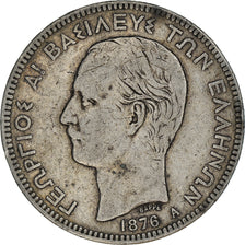 Moneta, Grecia, George I, 5 Drachmai, 1876, Paris, MB+, Argento, KM:46