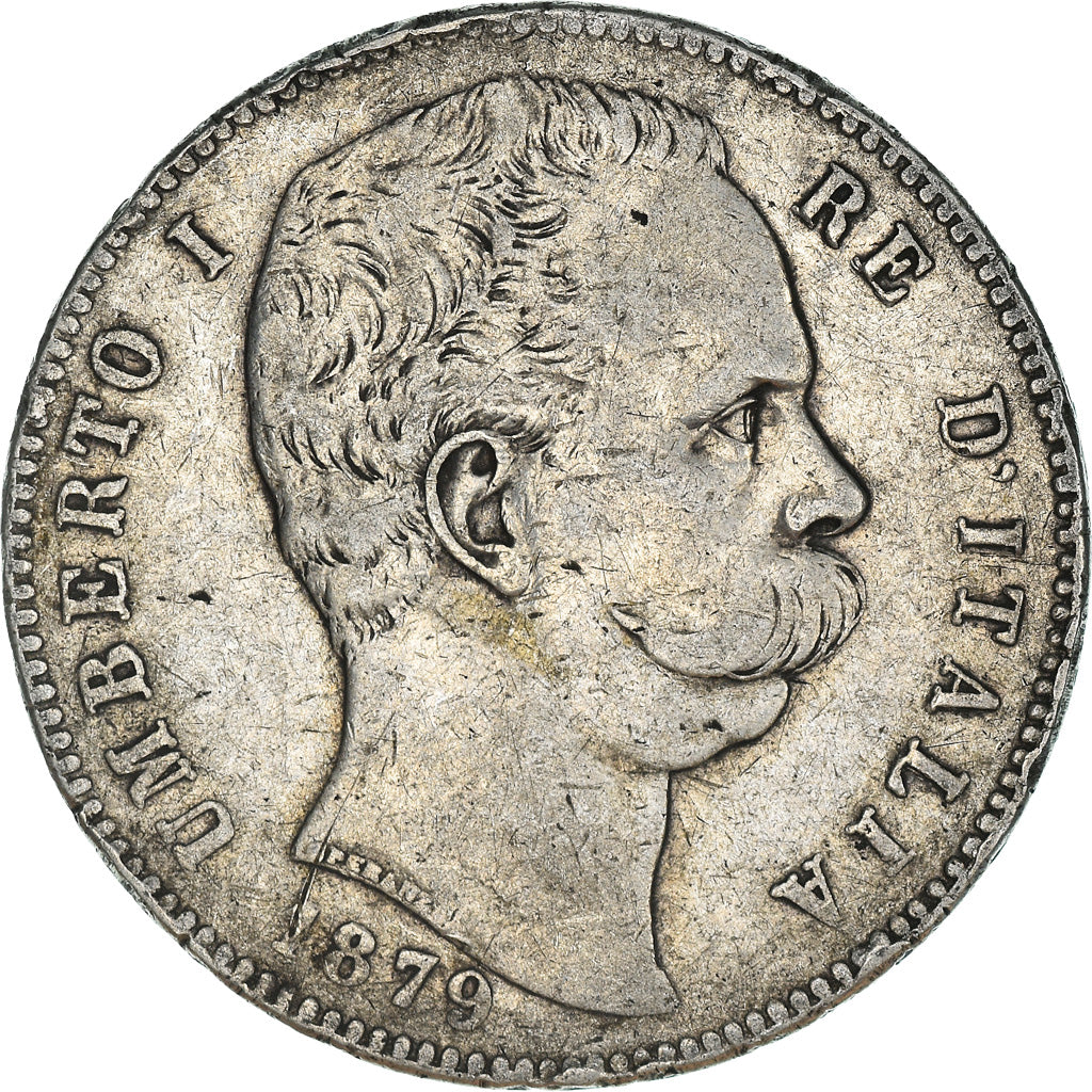 Coin, Italy, Umberto I, 5 Lire, 1879, Rome, VF(20-25), Silver, KM:20