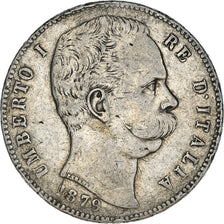 Coin, Italy, Umberto I, 5 Lire, 1879, Rome, VF(20-25), Silver, KM:20