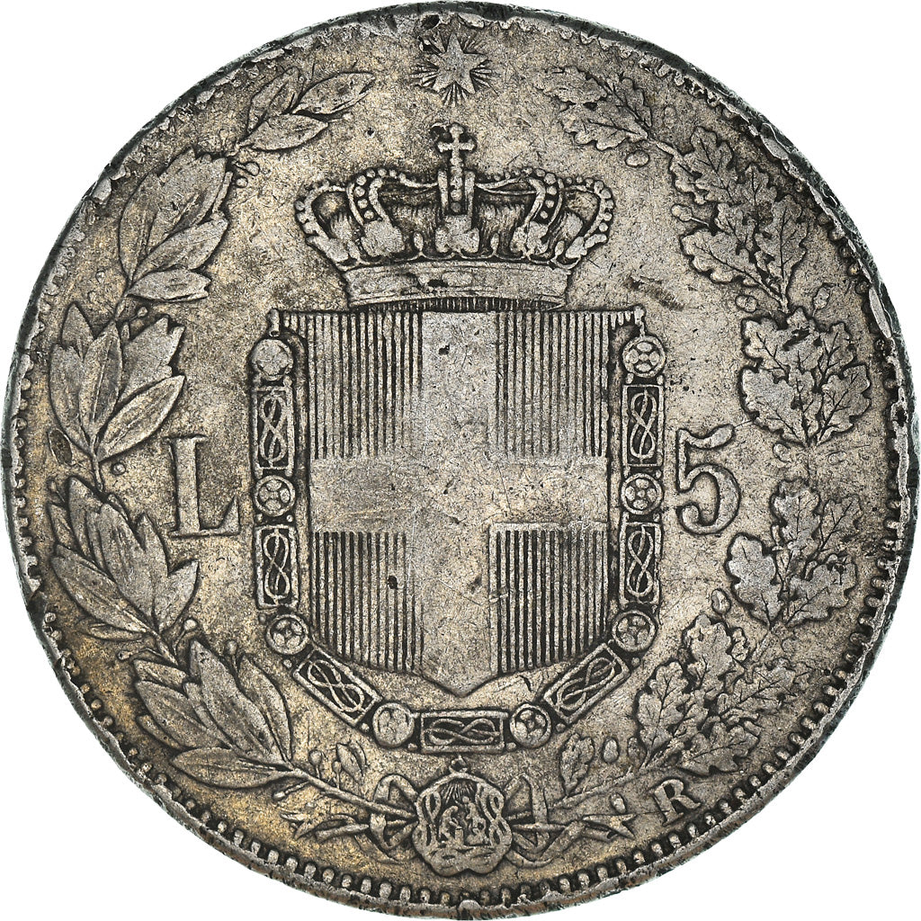 Coin, Italy, Umberto I, 5 Lire, 1879, Rome, VF(20-25), Silver, KM:20