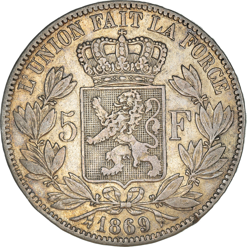 Coin, Belgium, Leopold II, 5 Francs, 5 Frank, 1869, VF(30-35), Silver, KM:24
