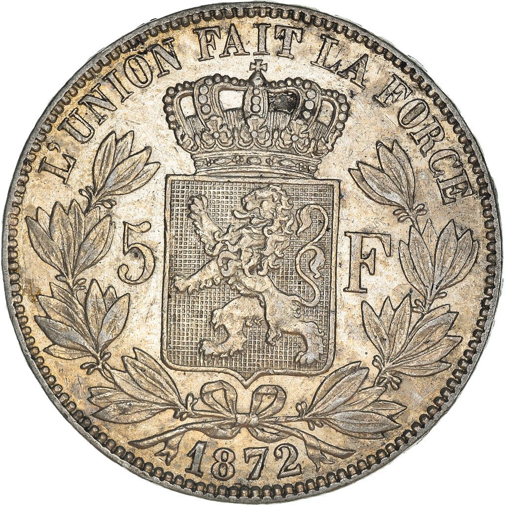 Coin, Belgium, Leopold II, 5 Francs, 5 Frank, 1872, EF(40-45), Silver, KM:24