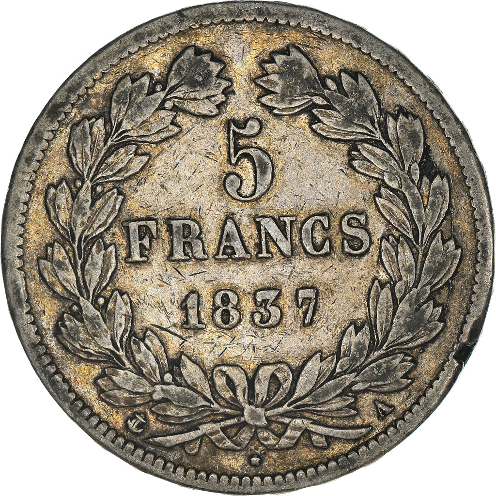 Coin, France, Louis-Philippe, 5 Francs, 1837, Paris, VF(30-35), Silver