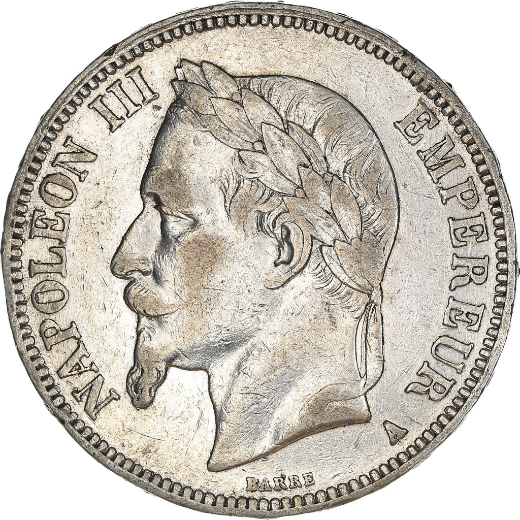 Munten, Frankrijk, Napoleon III, 5 Francs, 1867, Paris, FR+, Zilver, KM:799.1