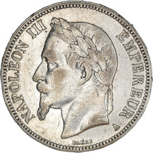 Moneda, Francia, Napoleon III, 5 Francs, 1867, Paris, BC+, Plata, KM:799.1