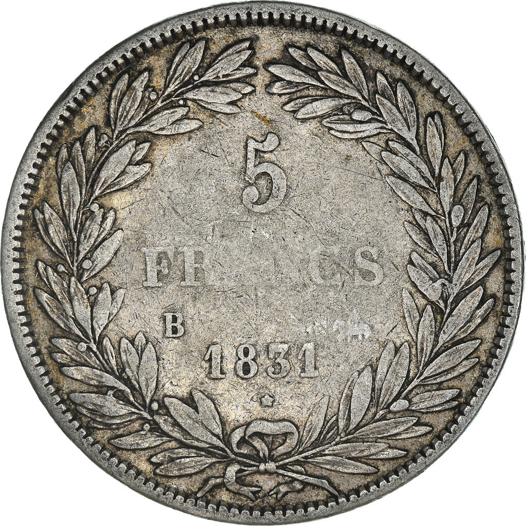 Coin, France, Louis-Philippe, 5 Francs, 1831, Rouen, VF(30-35), Silver
