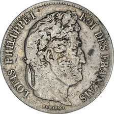 Coin, France, Louis-Philippe, 5 Francs, 1836, Rouen, VF(20-25), Silver