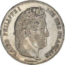 Coin, France, Louis-Philippe, 5 Francs, 1833, Lyon, VF(20-25), Silver, KM:749.4