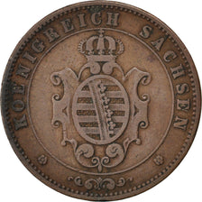 Moneta, Stati tedeschi, SAXONY-ALBERTINE, Johann, 5 Pfennig, 1862, BB, Rame