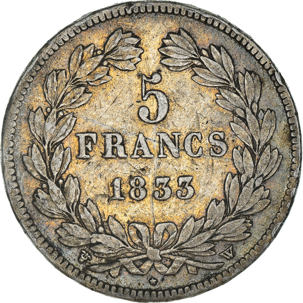Coin, France, Louis-Philippe, 5 Francs, 1833, Lille, VF(30-35), Silver