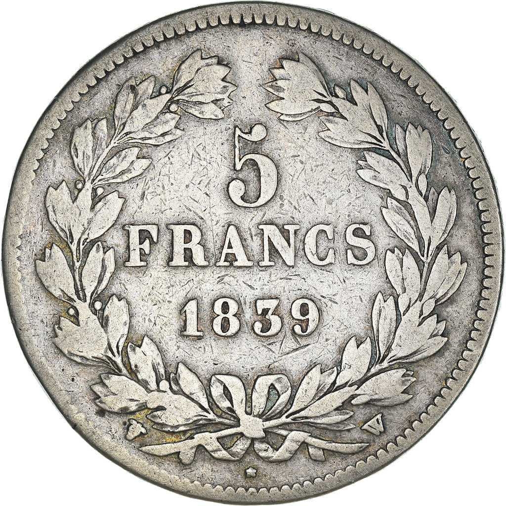 Coin, France, Louis-Philippe, 5 Francs, 1839, Lille, VF(20-25), Silver