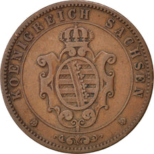 GERMAN STATES, 5 Pfennig, 1864, Dresde, KM #1218, EF(40-45), Copper, 7.35