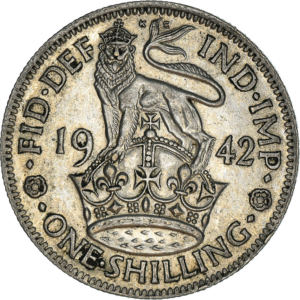 Coin, Great Britain, George VI, Shilling, 1942, AU(50-53), Silver, KM:854