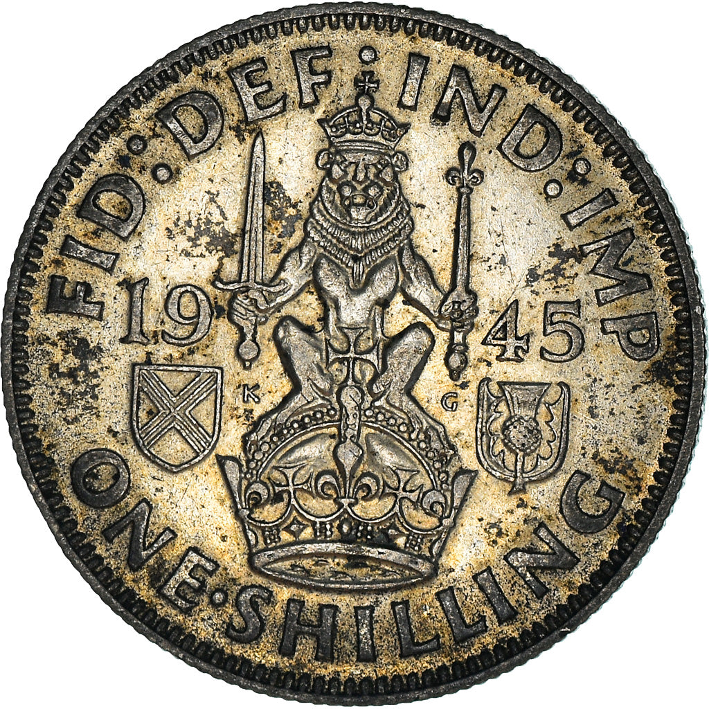 Coin, Great Britain, George VI, Shilling, 1945, EF(40-45), Silver, KM:854