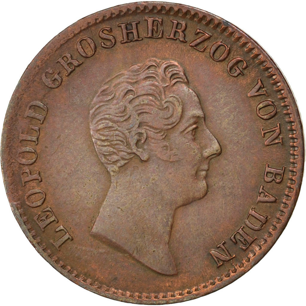 Coin, German States, BADEN, Leopold I, Kreuzer, 1842, AU(50-53), Copper, KM:203