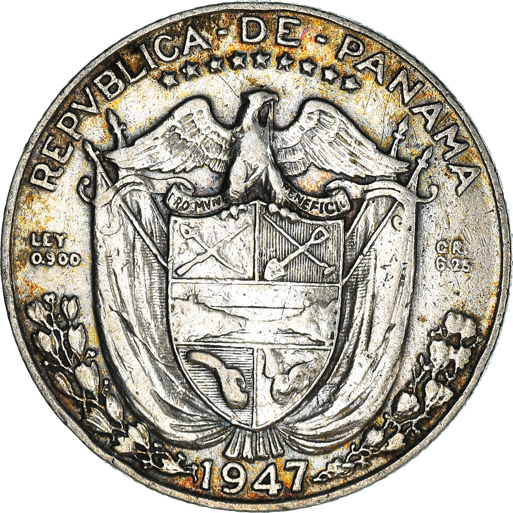 Coin, Panama, 1/4 Balboa, 1947, EF(40-45), Silver, KM:11.1