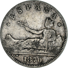 Coin, Spain, Provisional Government, Peseta, 1870, Madrid, VF(20-25), Silver