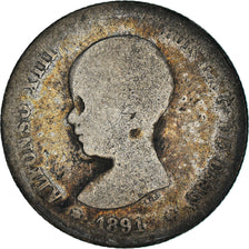 Münze, Spanien, Alfonso XIII, Peseta, 1891, Madrid, SGE+, Silber, KM:691