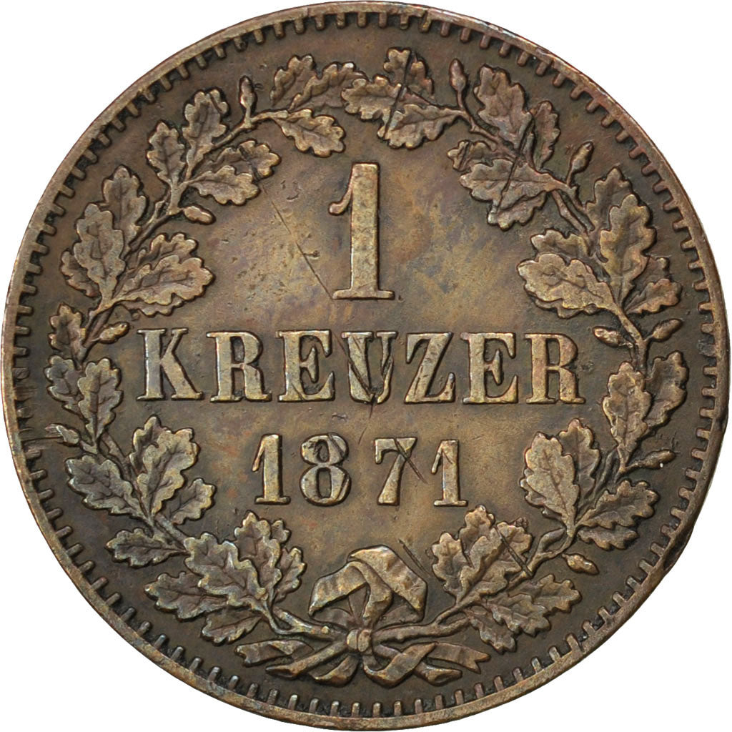 GERMAN STATES, Kreuzer, 1871, KM #242, EF(40-45), Copper, 21.6, 4.26