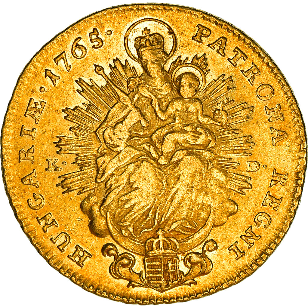 Coin, Hungary, Maria Theresia, 2 Ducat, 1765, Kormoczbanya, AU(50-53), Gold