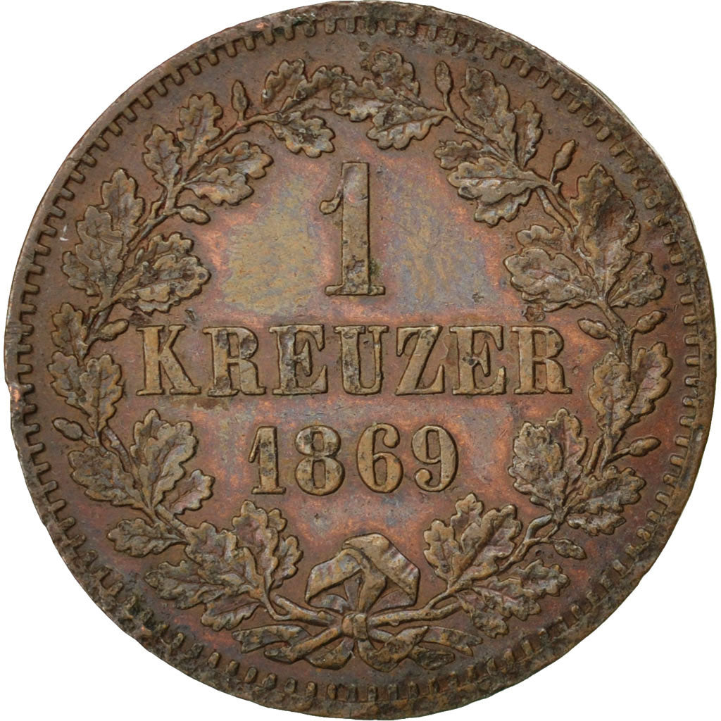 GERMAN STATES, Kreuzer, 1869, KM #242, EF(40-45), Copper, 21.6, 4.17