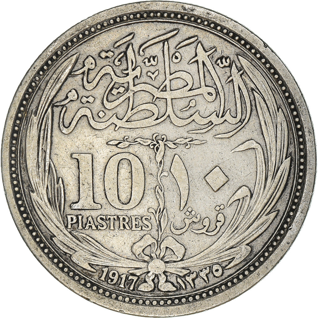 Coin, Egypt, Hussein Kamil, 10 Piastres, 1917, EF(40-45), Silver, KM:319