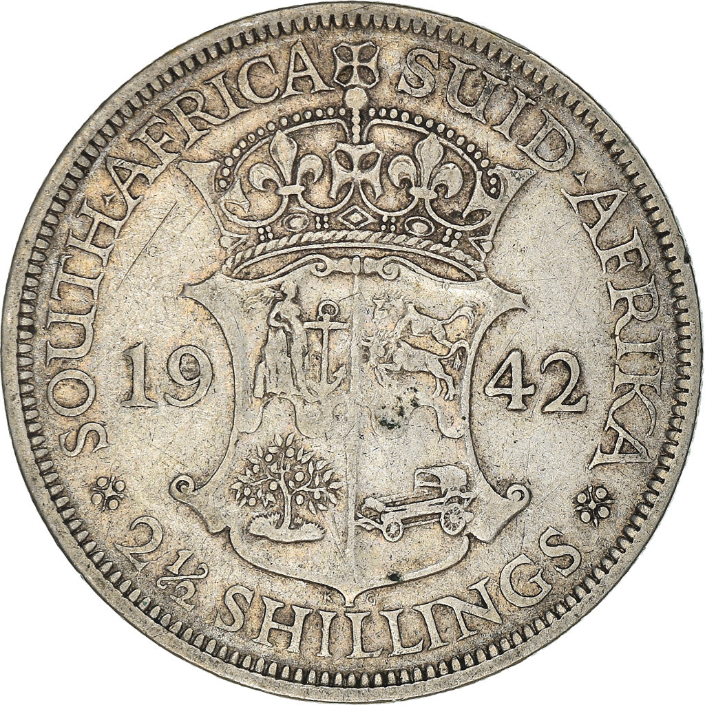 Coin, South Africa, George VI, 2-1/2 Shillings, 1942, EF(40-45), Silver, KM:30