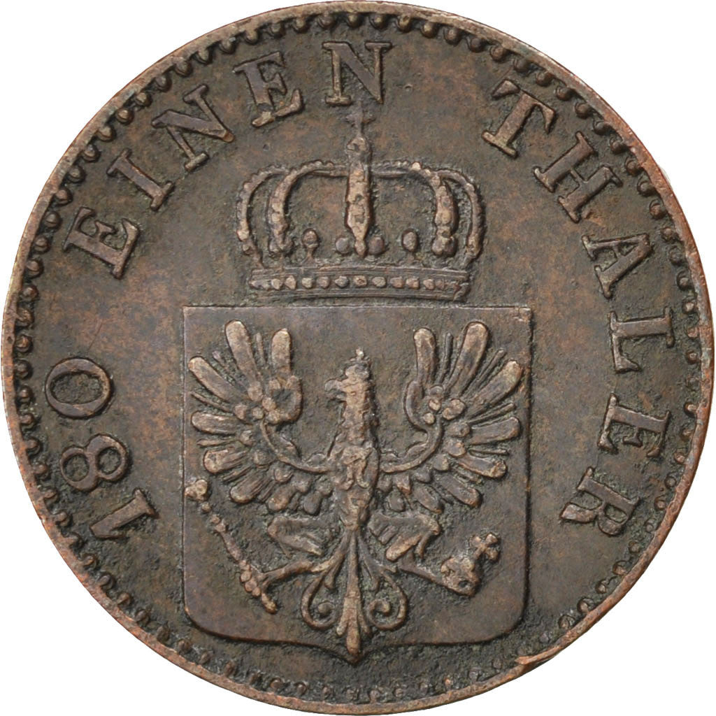 Coin, German States, PRUSSIA, Wilhelm I, 2 Pfennig, 1867, EF(40-45), Copper