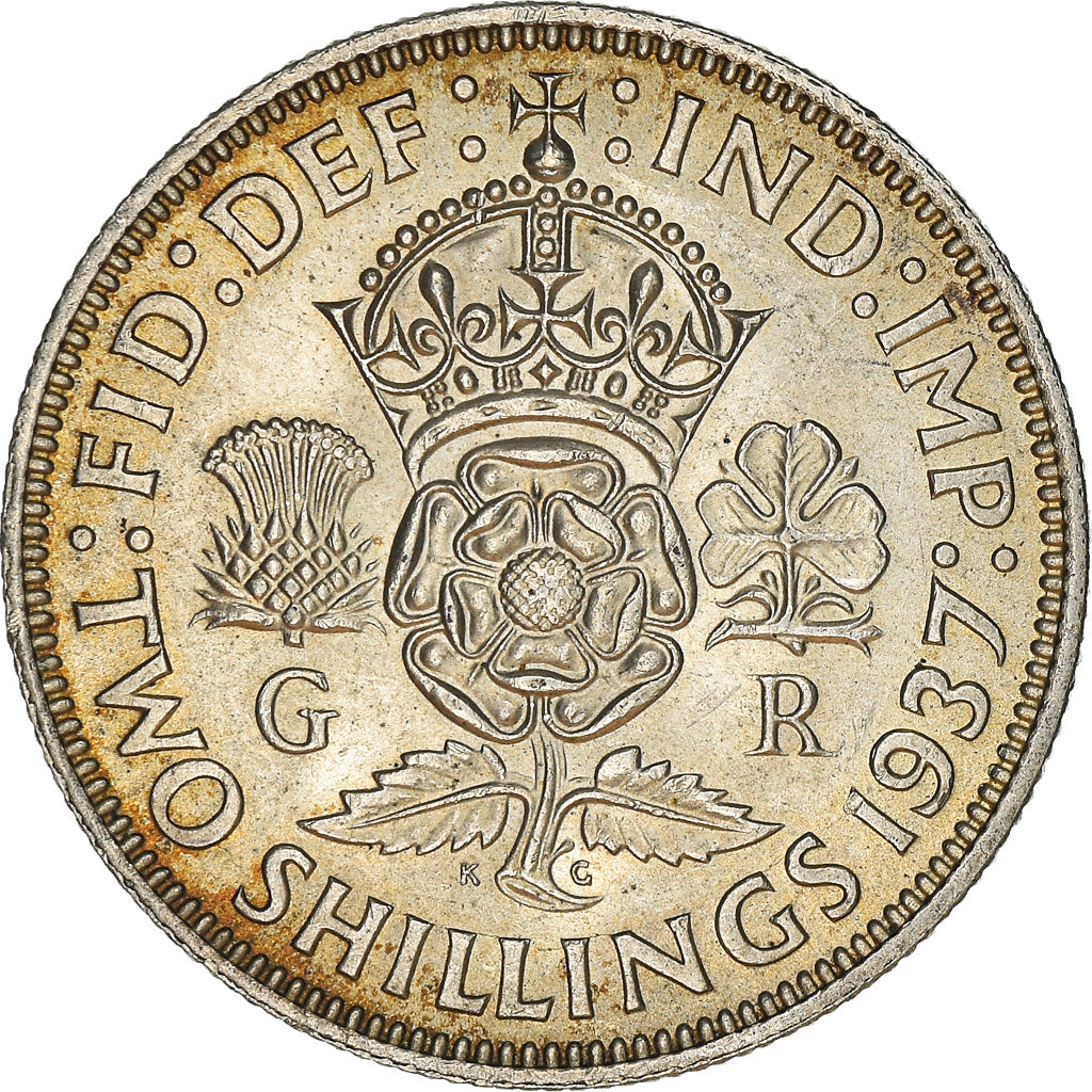 Coin, Great Britain, George VI, Florin, Two Shillings, 1937, AU(55-58), Silver