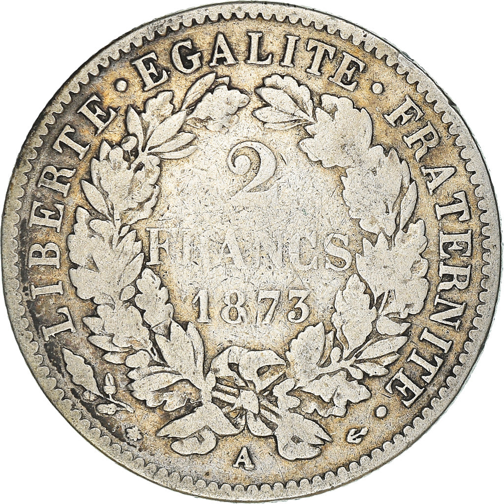 Monnaie, France, Cérès, 2 Francs, 1873, Paris, TB, Argent, Gadoury:530a