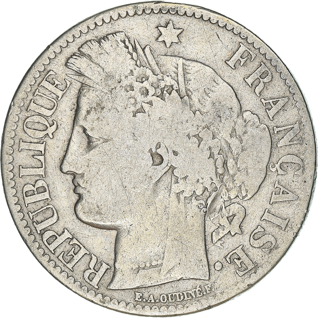Coin, France, Cérès, 2 Francs, 1871, Bordeaux, VF(20-25), Silver, KM:817.2