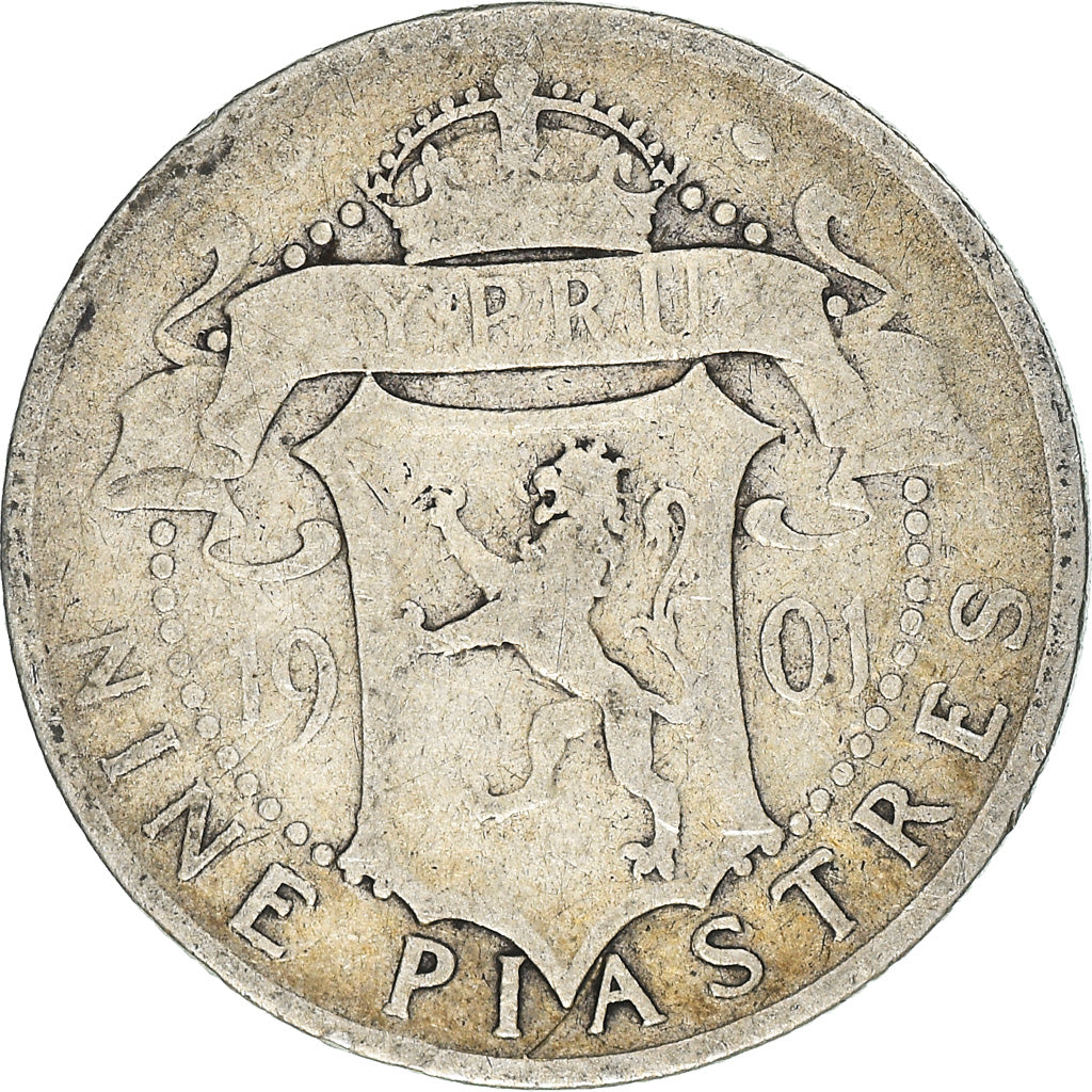 Monnaie, Chypre, 9 Piastres, 1901, TB, Argent, KM:6