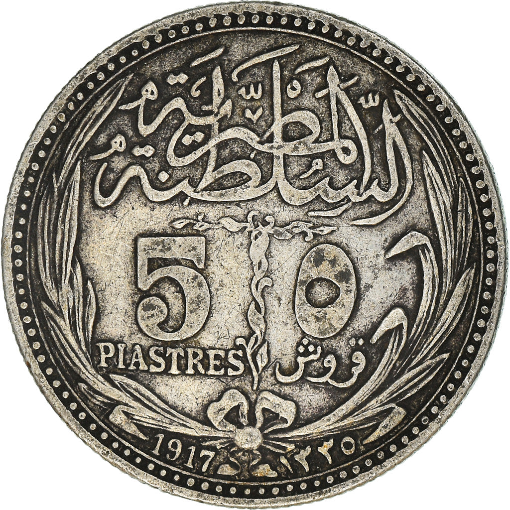 Coin, Egypt, Hussein Kamil, 5 Piastres, 1917, EF(40-45), Silver, KM:318.1