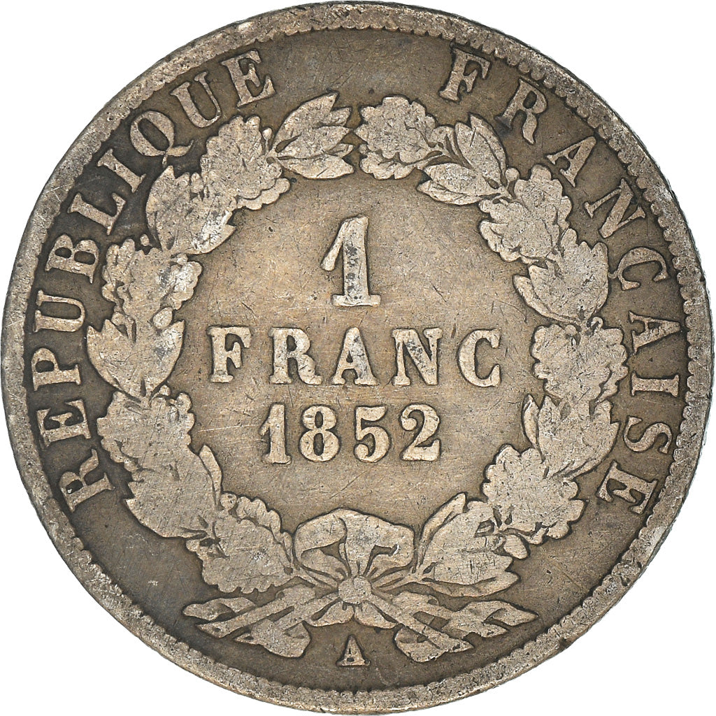 Munten, Frankrijk, Napoleon III, Napoléon III, Franc, 1852, Paris, FR, Zilver