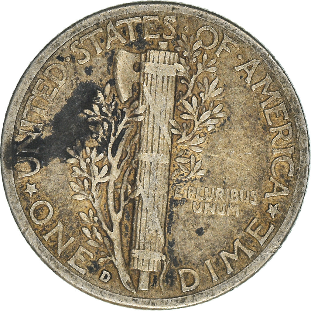 Coin, United States, Mercury Dime, Dime, 1943, U.S. Mint, Denver, EF(40-45)