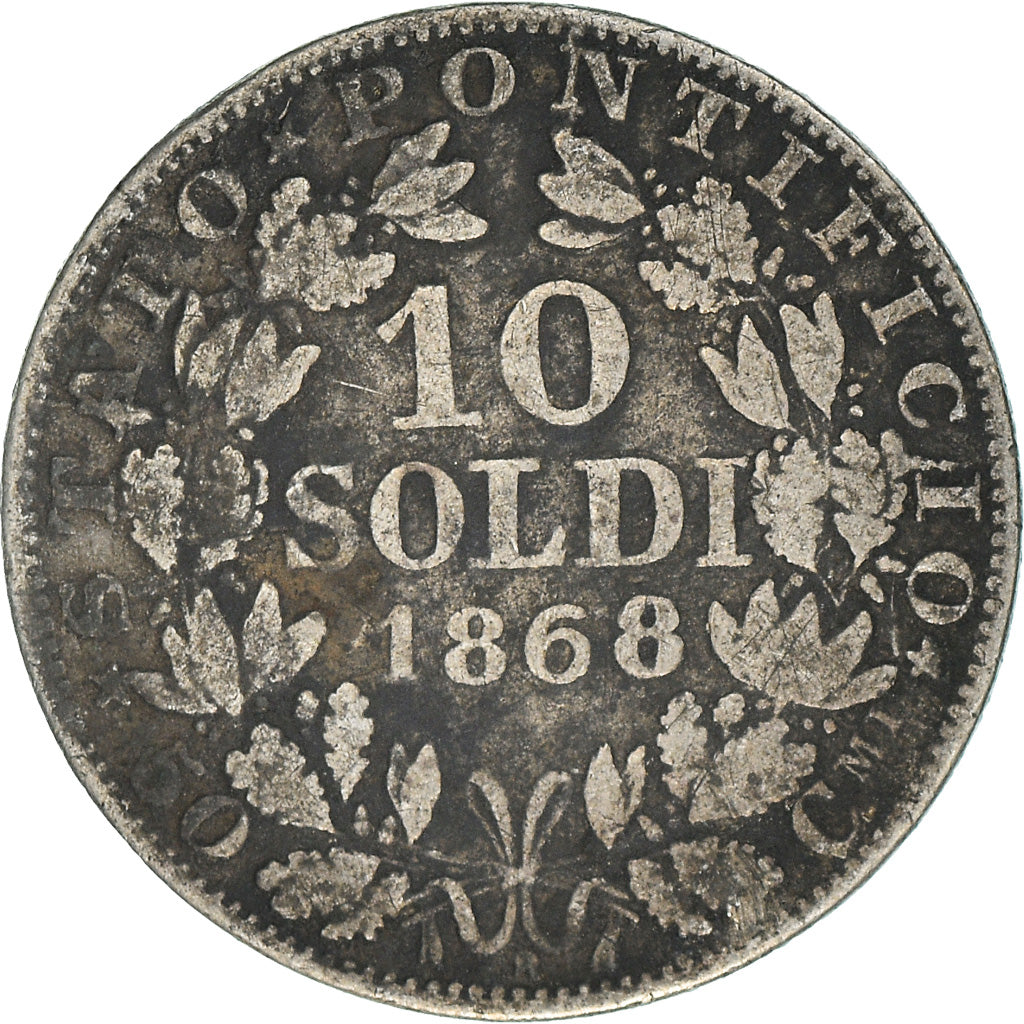 Coin, ITALIAN STATES, PAPAL STATES, Pius IX, 10 Soldi, 50 Centesimi, 1868