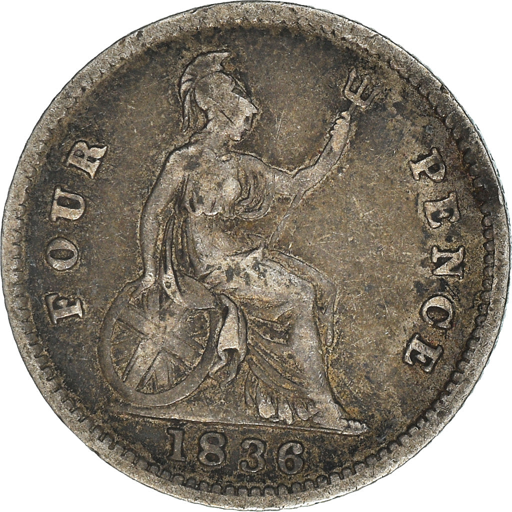 Moneda, Gran Bretaña, William IV, 4 Pence, Groat, 1836, BC+, Plata, KM:711