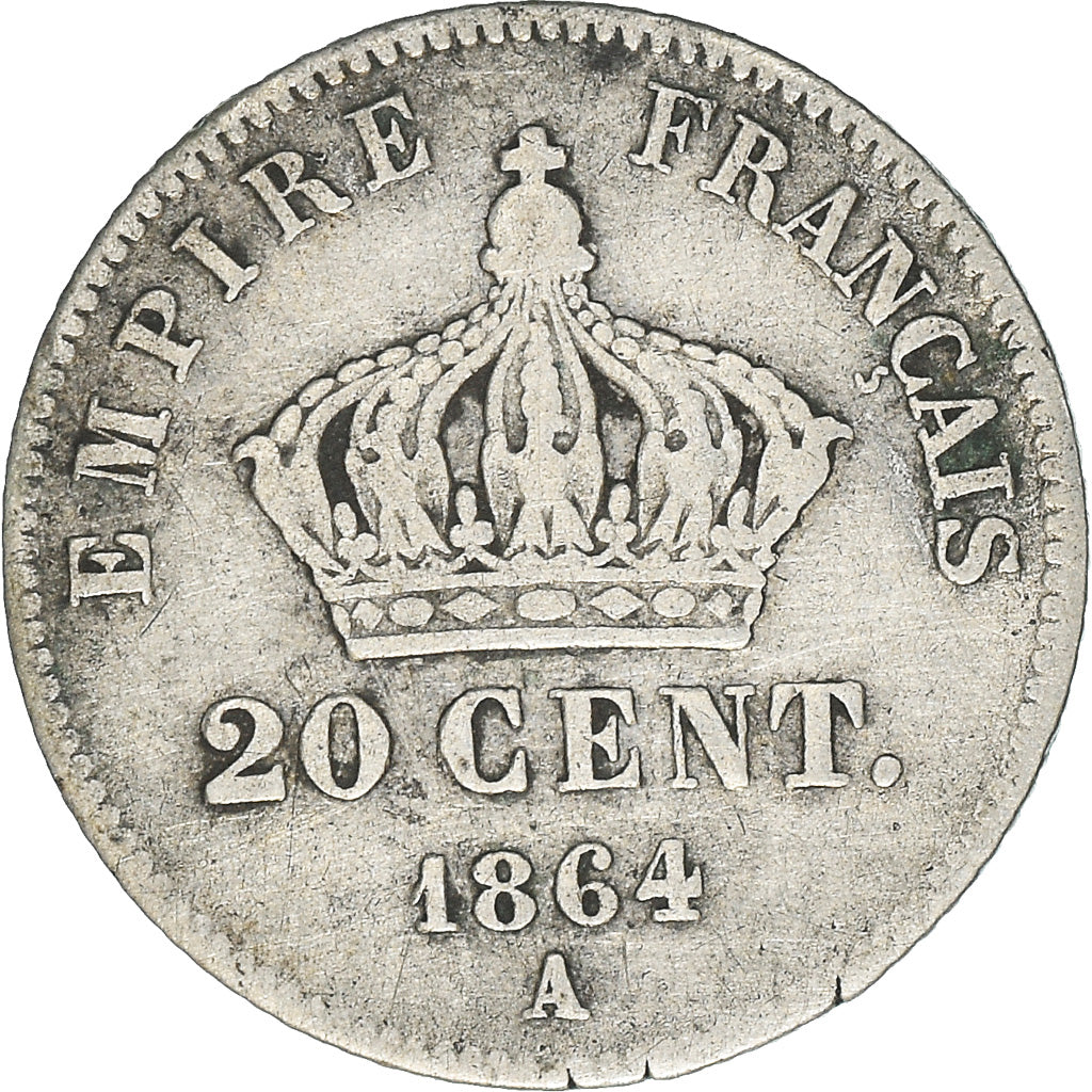 Moneta, Francja, Napoleon III, Napoléon III, 20 Centimes, 1864, Paris