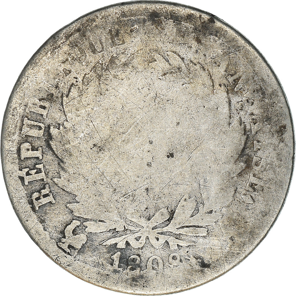 Moneta, Francja, Napoléon I, 1/2 Franc, 1808, Paris, F(12-15), Srebro