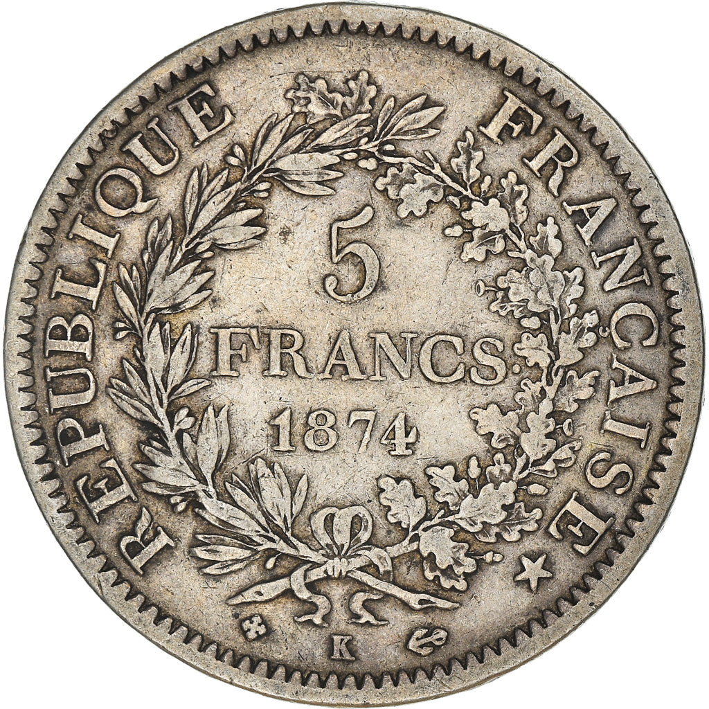 Monnaie, France, Hercule, 5 Francs, 1874, Bordeaux, TB+, Argent, Gadoury:745a