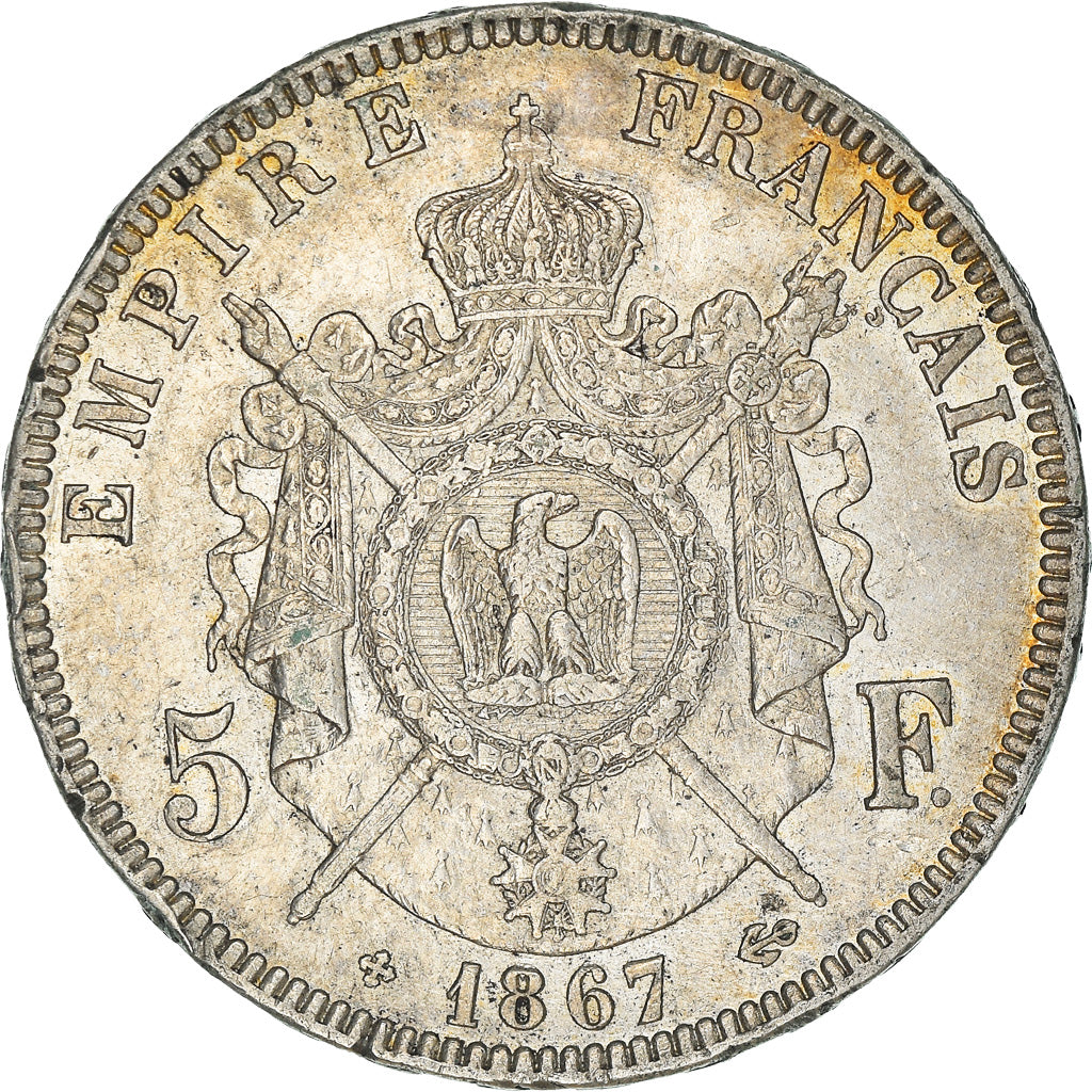 Coin, France, Napoléon III, 5 Francs, 1867, Strasbourg, EF(40-45), Silver