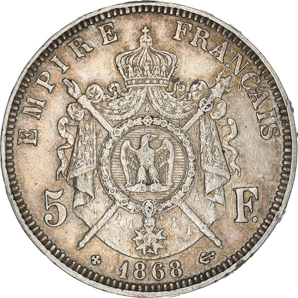 Monnaie, France, Napoléon III, 5 Francs, 1868, Strasbourg, TTB, Argent